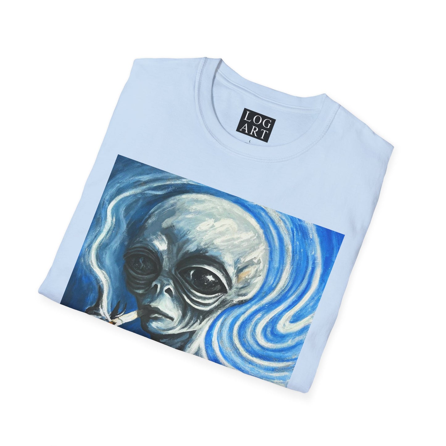 cigarette smoking alien painting tee