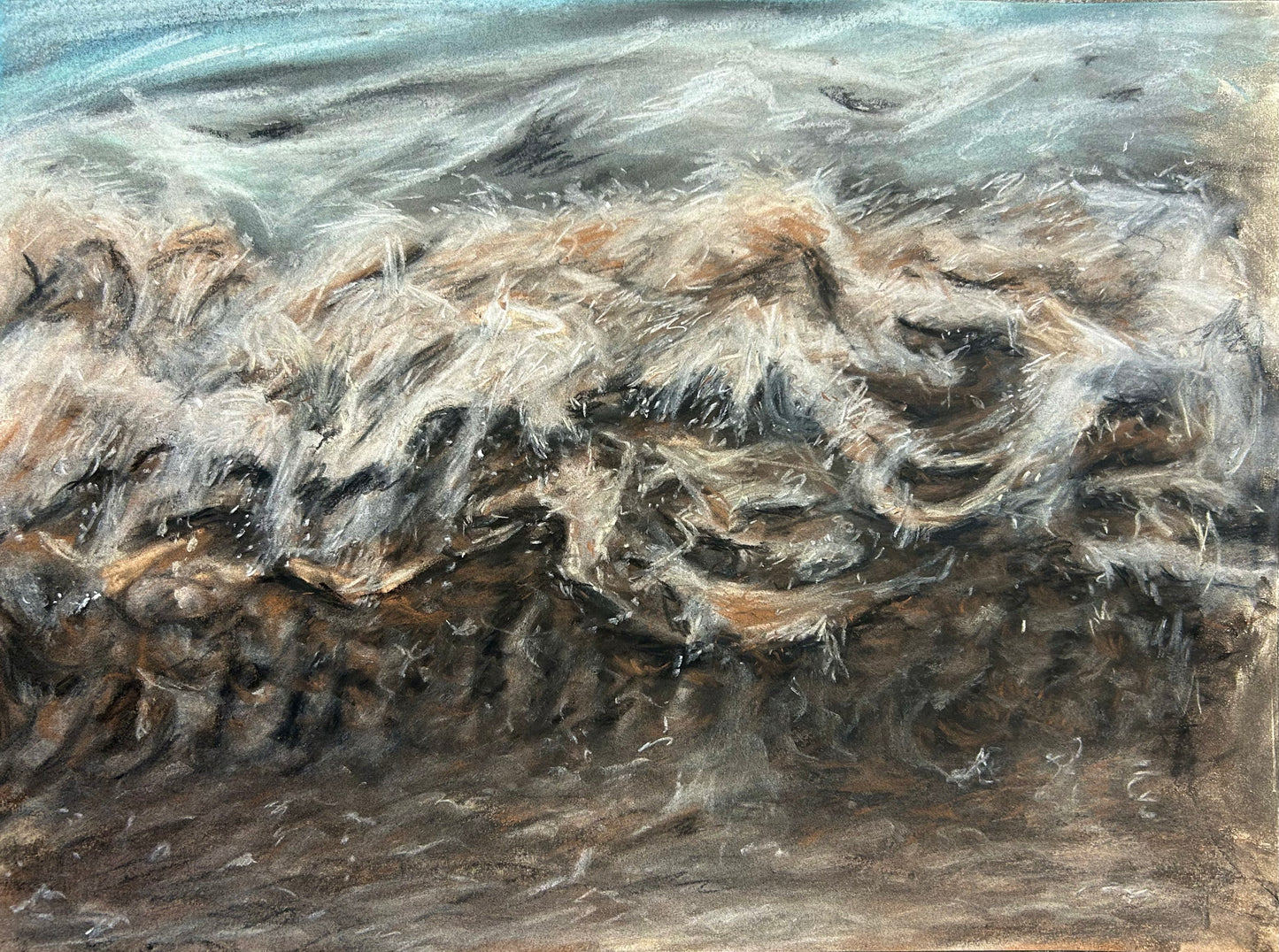 Crashing Wave Pastel Drawing