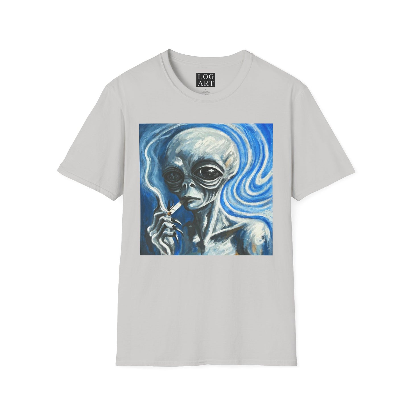 cigarette smoking alien painting tee