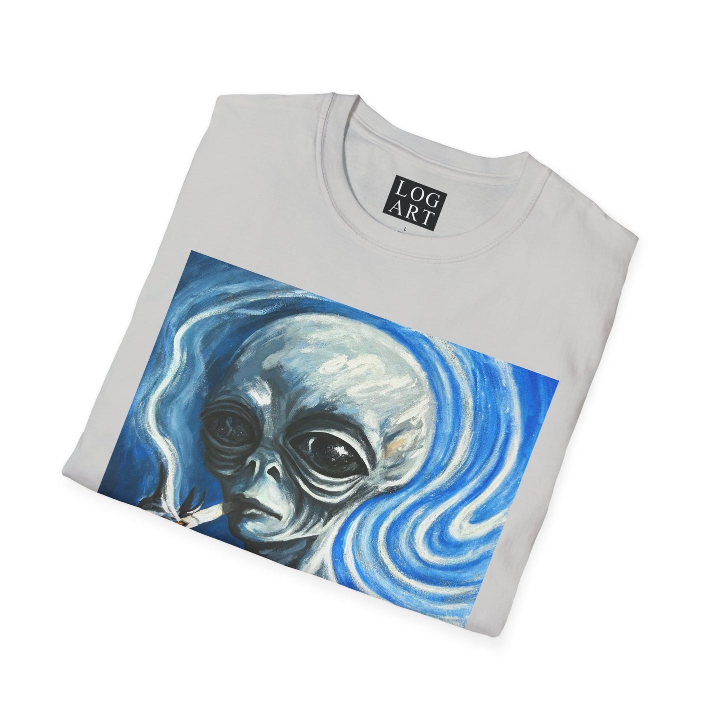 cigarette smoking alien painting tee