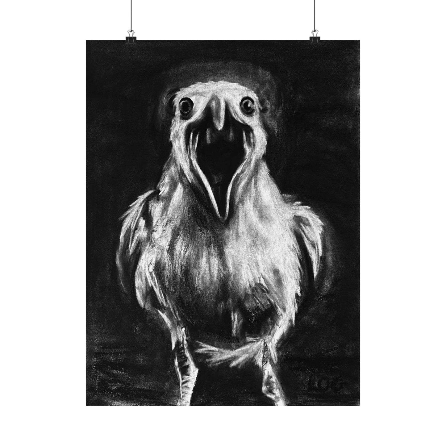 screaming seagull art poster