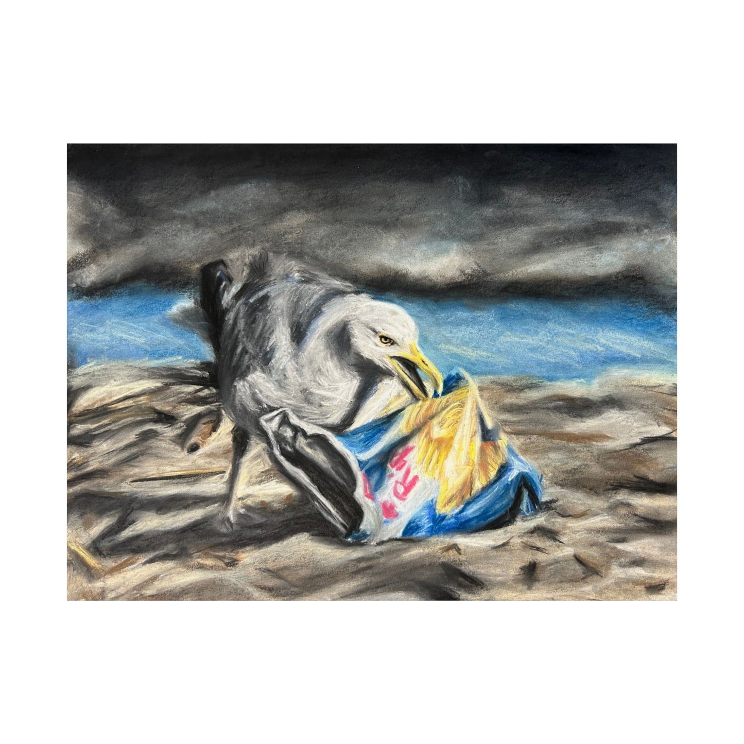 seagull chips art poster