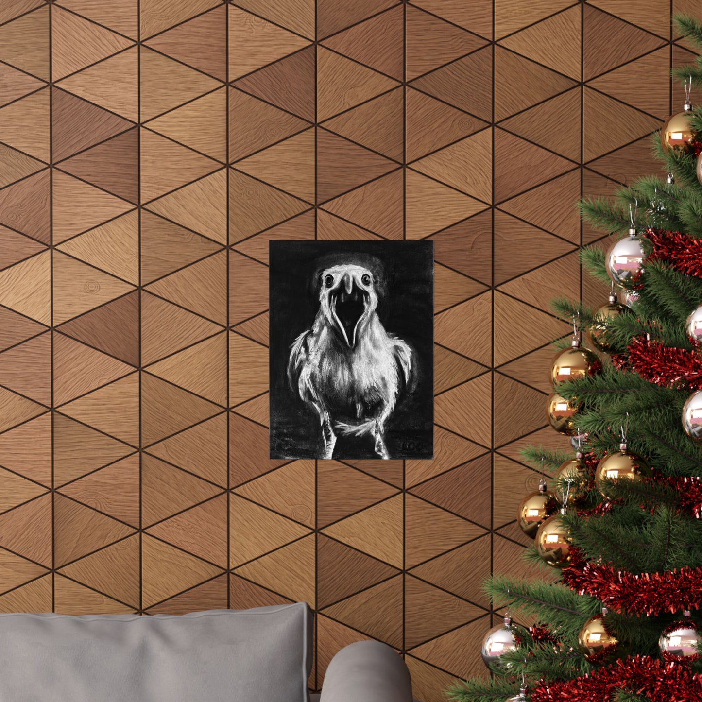 screaming seagull art poster