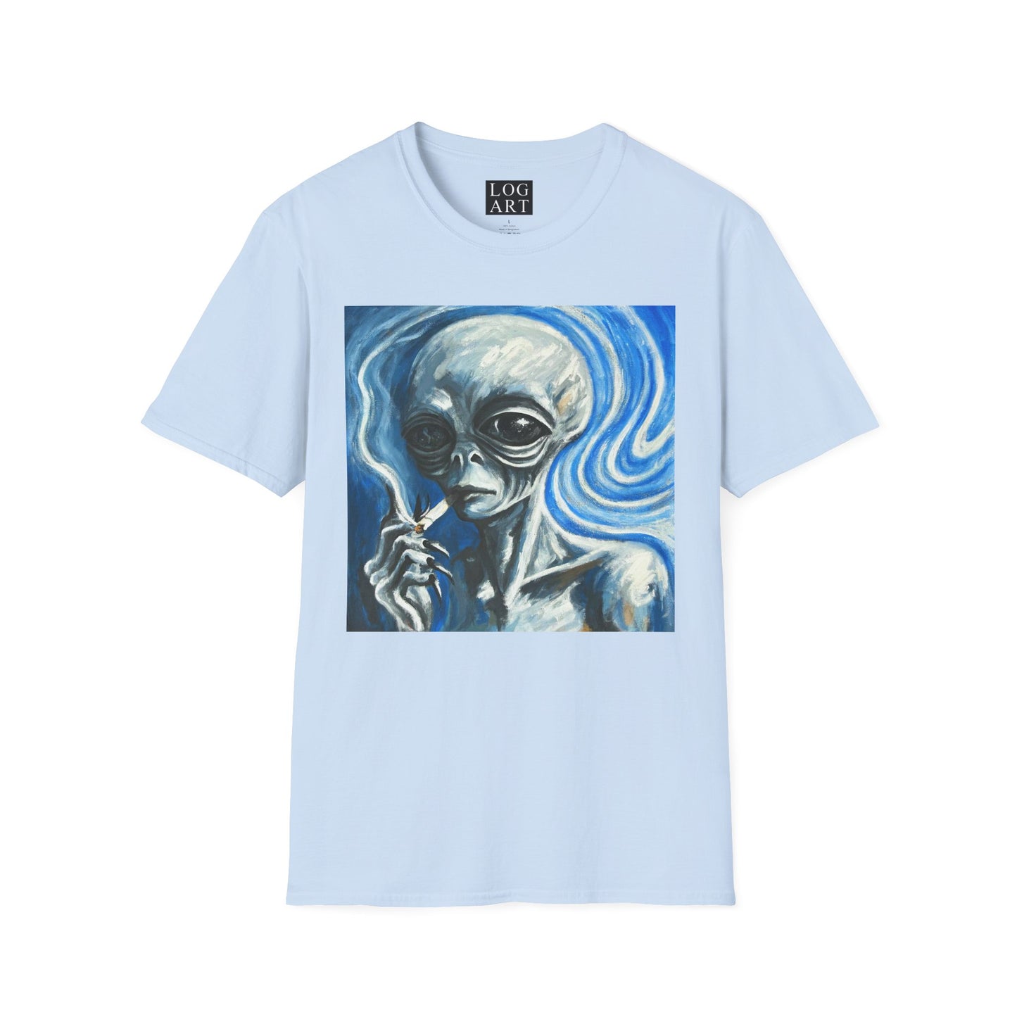 cigarette smoking alien painting tee