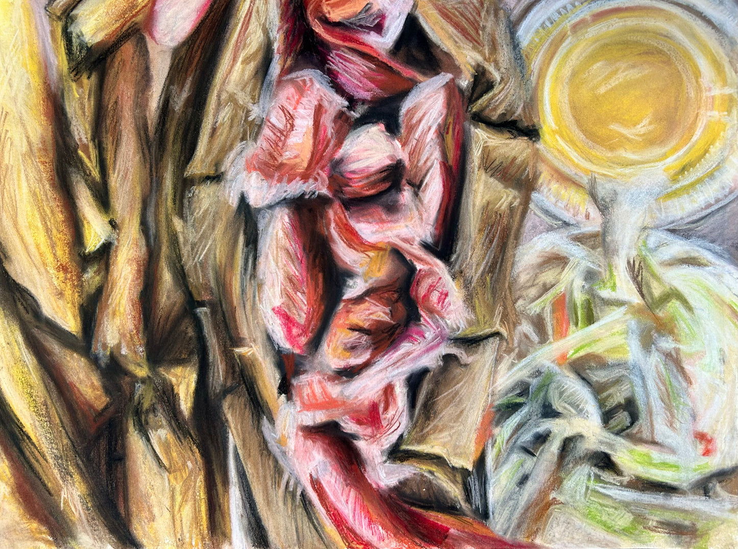 Lobster Roll with Fries & Coleslaw Pastel Drawing