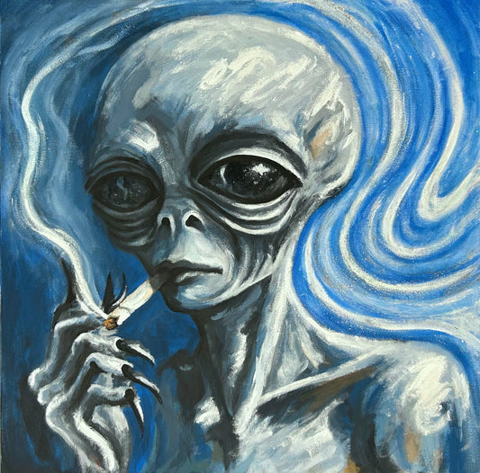 Cigarette Smoking Alien Painting